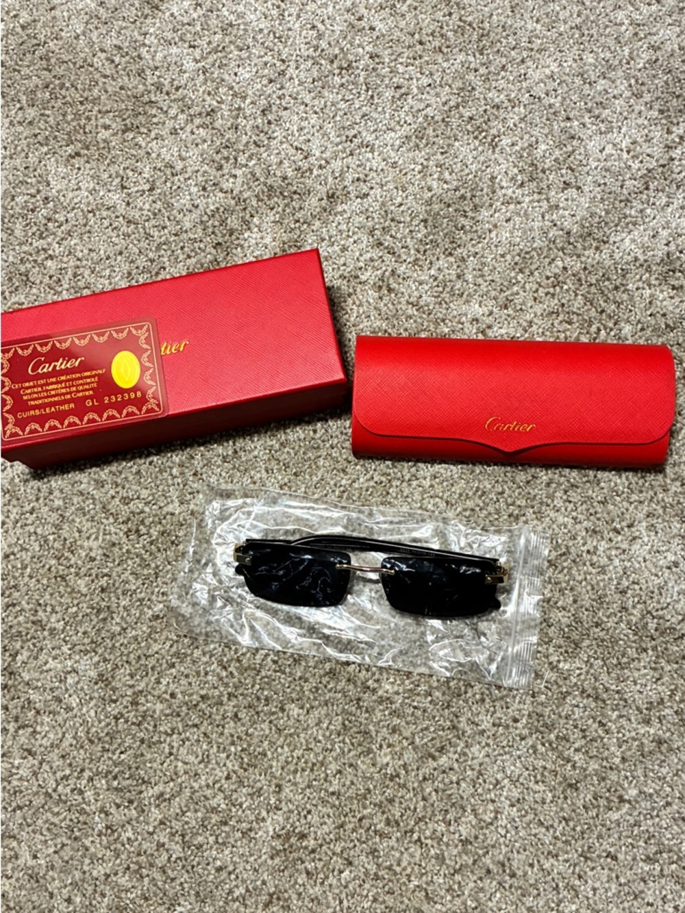 Cartier Black Lenses with Red Box and Case